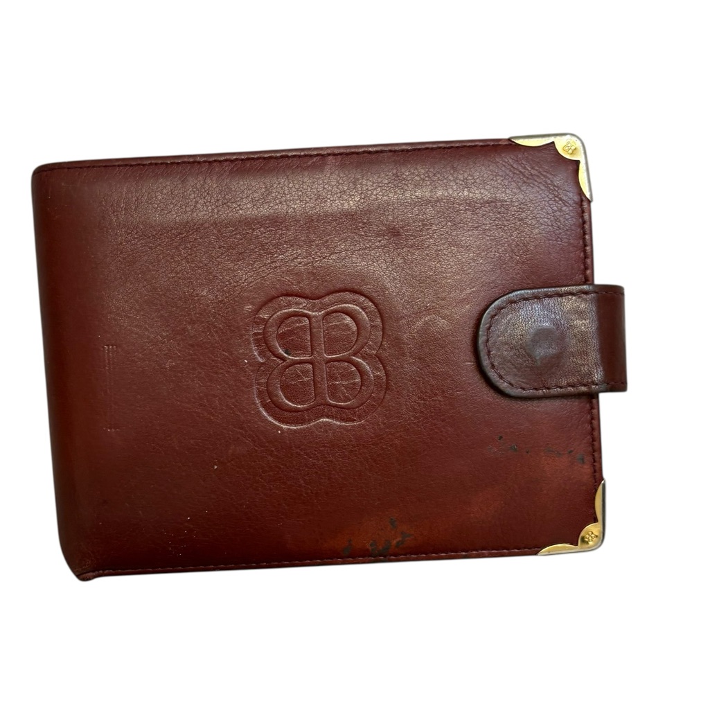 Balenciaga Burgundy Leather Mens Bifold Wallet Vintage